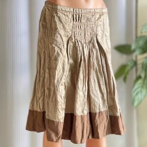 NWT Vintage‎ Y2K Transit Par Such Midi Skirt Pleated Brown Gold Fairycore Size S